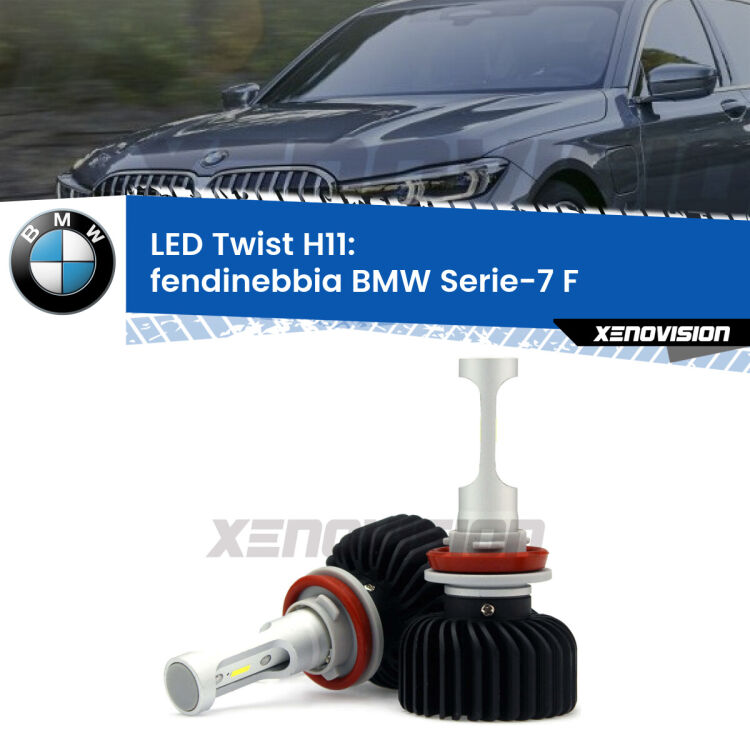 <strong>Kit fendinebbia LED</strong> H11 per <strong>BMW Serie-7</strong> F 2009 - 2015. Compatte, impermeabili, senza ventola: praticamente indistruttibili. Top Quality.