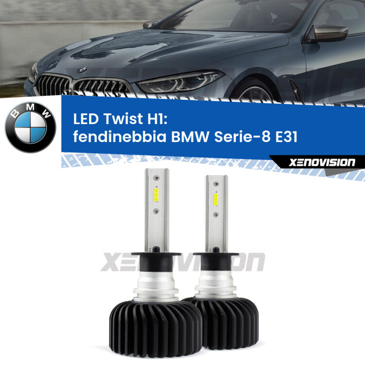 <strong>Kit fendinebbia LED</strong> H1 per <strong>BMW Serie-8</strong> E31 1990 - 1999. Compatte, impermeabili, senza ventola: praticamente indistruttibili. Top Quality.