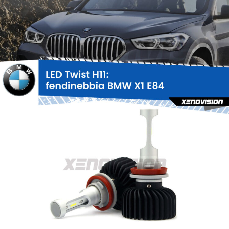 <strong>Kit fendinebbia LED</strong> H11 per <strong>BMW X1</strong> E84 2009 - 2015. Compatte, impermeabili, senza ventola: praticamente indistruttibili. Top Quality.