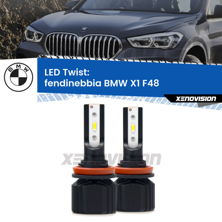 Fendinebbia LED BMW X1 F48 2016 - 2021: Twist 11,000Lm <strong>Kit fendinebbia LED</strong> per <strong>BMW X1</strong> F48 2016 - 2021. Compatte, impermeabili, senza ventola: praticamente indistruttibili. Top Quality.