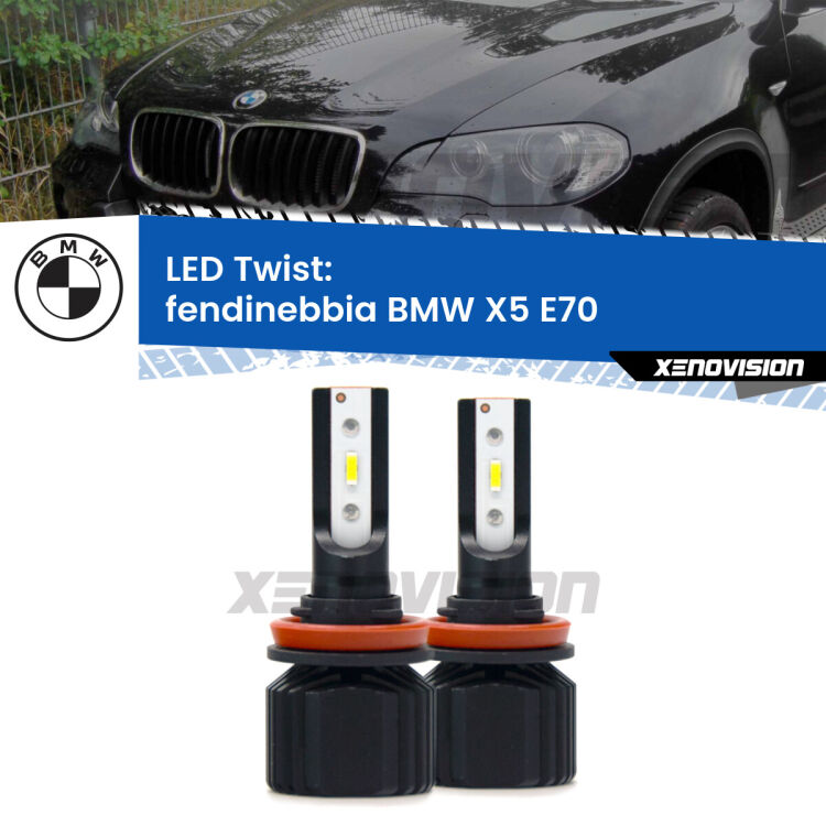 Fendinebbia LED BMW X5 E70 2006 - 2013: Twist 11,000Lm <strong>Kit fendinebbia LED</strong> per <strong>BMW X5</strong> E70 2006 - 2013. Compatte, impermeabili, senza ventola: praticamente indistruttibili. Top Quality.