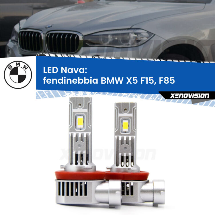 0 Fendinebbia LED BMW X5 F15, F85 2014 - 2018: Nava 20,000Lm <strong>Fendinebbia LED no-spie per BMW X5</strong> F15, F85 2014 - 2018. Coppia lampade <strong>H11</strong>/H9/H8/H16(JP) modello Nava canbus, raffreddate a ventola.
