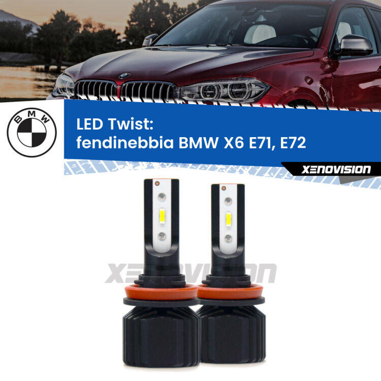 Fendinebbia LED BMW X6 E71, E72 2008 - 2014: Twist 11,000Lm <strong>Kit fendinebbia LED</strong> per <strong>BMW X6</strong> E71, E72 2008 - 2014. Compatte, impermeabili, senza ventola: praticamente indistruttibili. Top Quality.