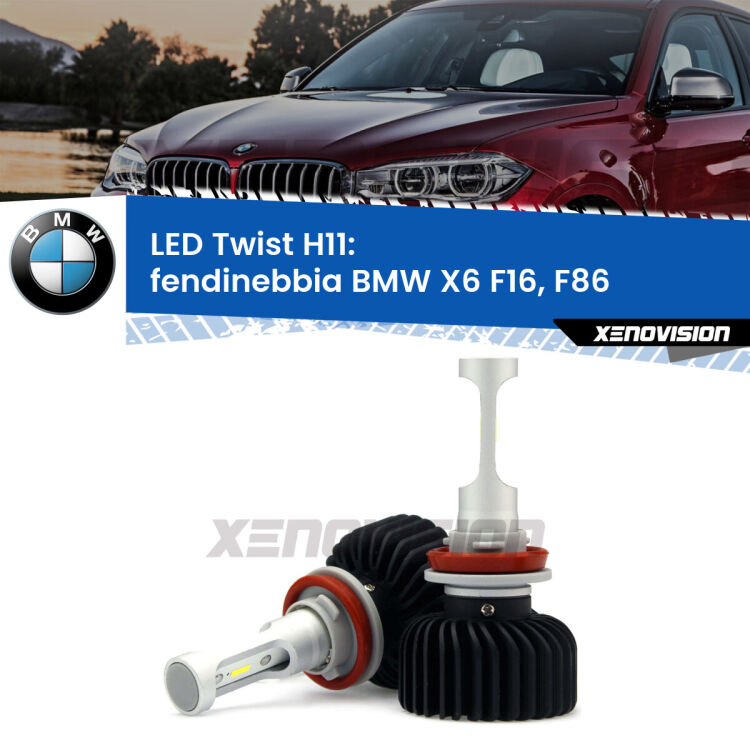 <strong>Kit fendinebbia LED</strong> H11 per <strong>BMW X6</strong> F16, F86 2015 - 2019. Compatte, impermeabili, senza ventola: praticamente indistruttibili. Top Quality.