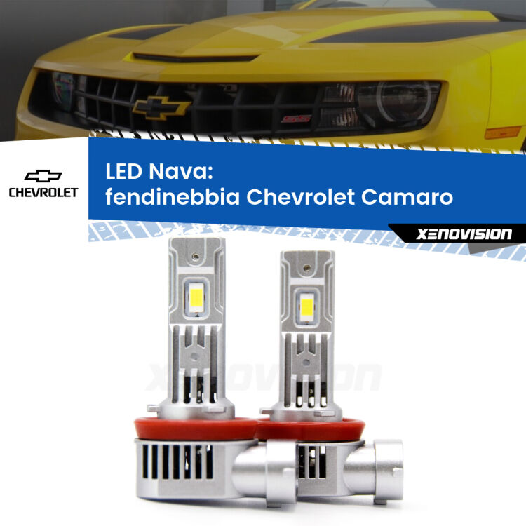 Fendinebbia LED Chevrolet Camaro  2011 - 2015: Nava 20,000Lm <strong>Fendinebbia LED no-spie per Chevrolet Camaro</strong>  2011 - 2015. Coppia lampade <strong>H11</strong>/H9/H8/H16(JP) modello Nava canbus, raffreddate a ventola.