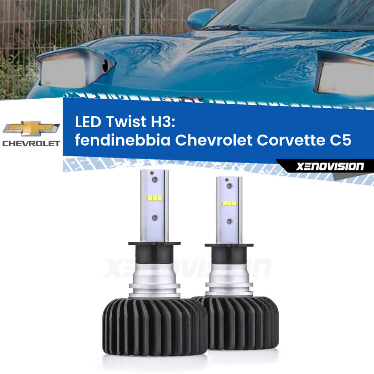 <strong>Kit fendinebbia LED</strong> H3 per <strong>Chevrolet Corvette</strong> C5 1997 - 2004. Compatte, impermeabili, senza ventola: praticamente indistruttibili. Top Quality.