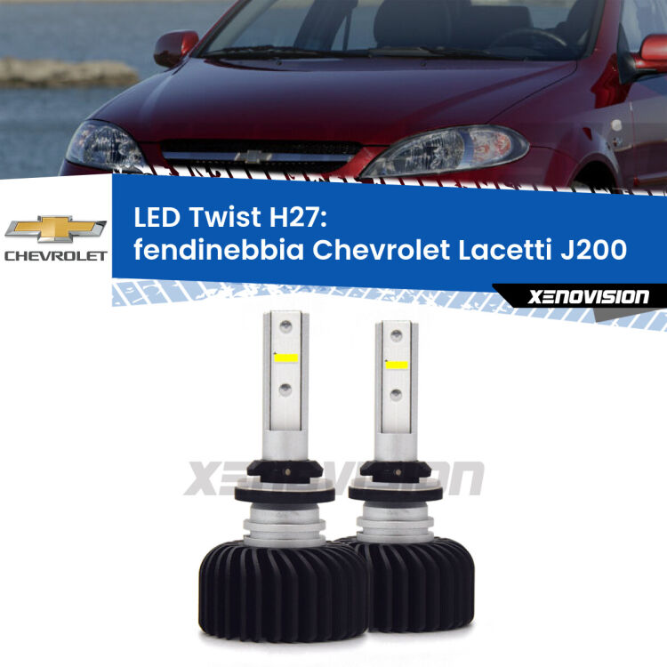 <strong>Kit fendinebbia LED</strong> H27 per <strong>Chevrolet Lacetti</strong> J200 2002 - 2009. Compatte, impermeabili, senza ventola: praticamente indistruttibili. Top Quality.
