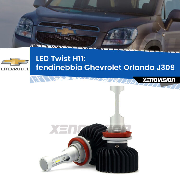 <strong>Kit fendinebbia LED</strong> H11 per <strong>Chevrolet Orlando</strong> J309 2011 - 2019. Compatte, impermeabili, senza ventola: praticamente indistruttibili. Top Quality.