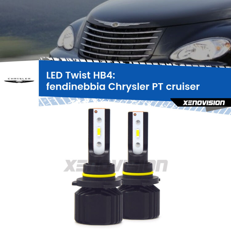 Fendinebbia LED Chrysler PT cruiser 2000 - 2010: HB4 11,000Lm <strong>Kit fendinebbia LED</strong> HB4 per <strong>Chrysler PT cruiser</strong> 2000 - 2010. Compatte, impermeabili, senza ventola: praticamente indistruttibili. Top Quality.