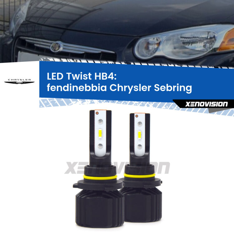 Fendinebbia LED Chrysler Sebring 2001 - 2007: HB4 11,000Lm <strong>Kit fendinebbia LED</strong> HB4 per <strong>Chrysler Sebring</strong> 2001 - 2007. Compatte, impermeabili, senza ventola: praticamente indistruttibili. Top Quality.