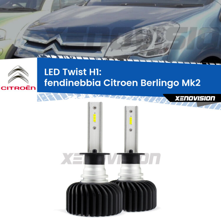 <strong>Kit fendinebbia LED</strong> H1 per <strong>Citroen Berlingo</strong> Mk2 senza luci svolta. Compatte, impermeabili, senza ventola: praticamente indistruttibili. Top Quality.
