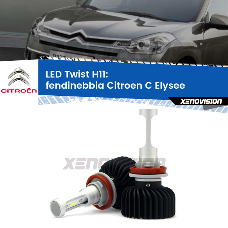 <strong>Kit fendinebbia LED</strong> H11 per <strong>Citroen C Elysee</strong>  2012 in poi. Compatte, impermeabili, senza ventola: praticamente indistruttibili. Top Quality.