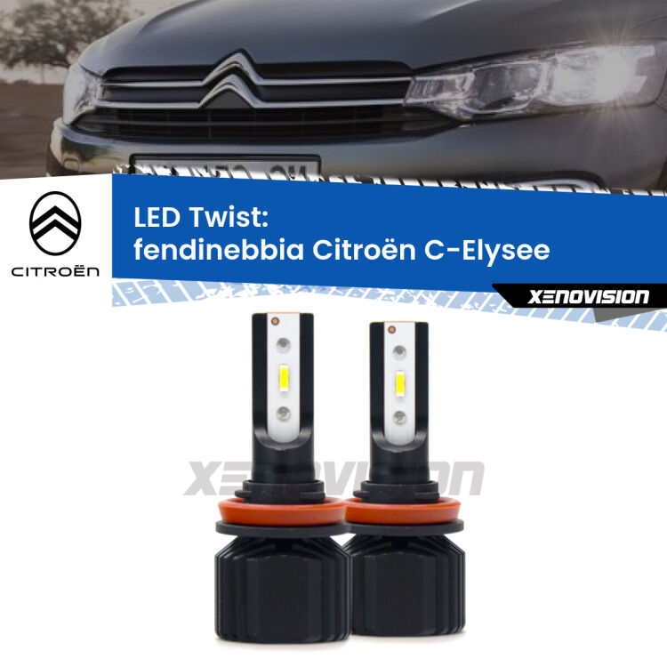 Fendinebbia LED Citroën C-Elysee 2012 in poi: Twist 11,000Lm <strong>Kit fendinebbia LED</strong> per <strong>Citroën C-Elysee</strong> 2012 in poi. Compatte, impermeabili, senza ventola: praticamente indistruttibili. Top Quality.