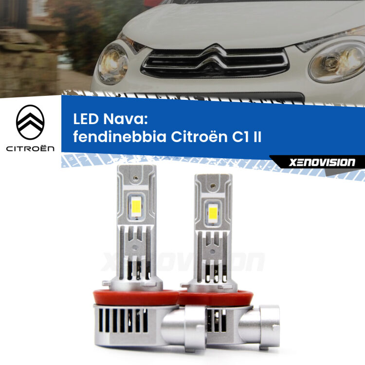 Fendinebbia LED Citroën C1 II 2014 in poi: Nava 20,000Lm <strong>Fendinebbia LED no-spie per Citroën C1</strong> II 2014 in poi. Coppia lampade <strong>H11</strong>/H9/H8/H16(JP) modello Nava canbus, raffreddate a ventola.