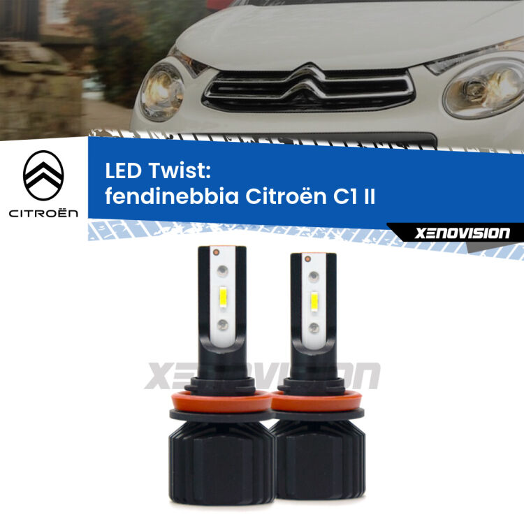 Fendinebbia LED Citroën C1 II 2014 in poi: Twist 11,000Lm <strong>Kit fendinebbia LED</strong> per <strong>Citroën C1</strong> II 2014 in poi. Compatte, impermeabili, senza ventola: praticamente indistruttibili. Top Quality.