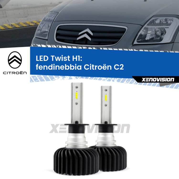 Fendinebbia LED Citroën C2 2003 - 2009: H1 11,000Lm <strong>Kit fendinebbia LED</strong> H1 per <strong>Citroën C2</strong> 2003 - 2009. Compatte, impermeabili, senza ventola: praticamente indistruttibili. Top Quality.
