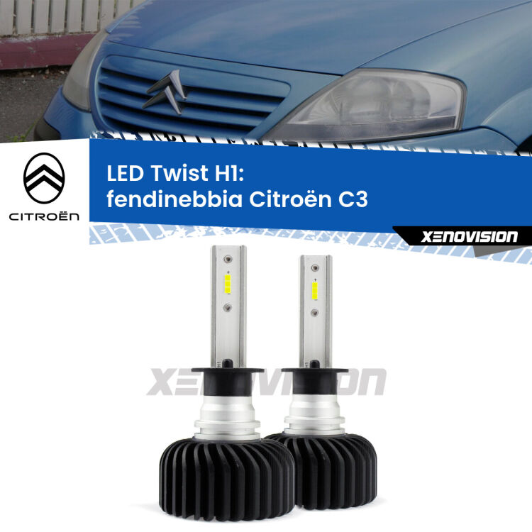 Fendinebbia LED Citroën C3  2002 - 2009: H1 11,000Lm <strong>Kit fendinebbia LED</strong> H1 per <strong>Citroën C3</strong>  2002 - 2009. Compatte, impermeabili, senza ventola: praticamente indistruttibili. Top Quality.