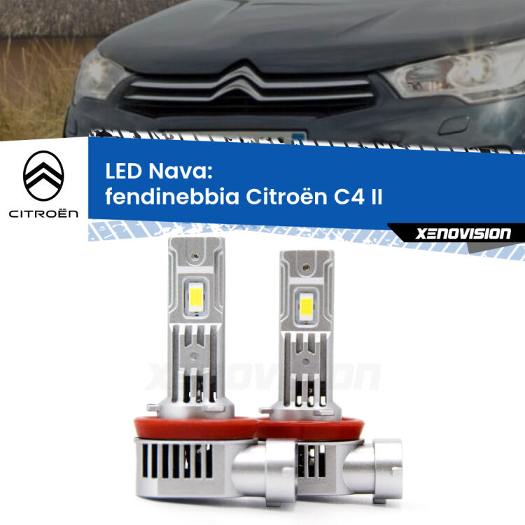 0 Fendinebbia LED Citroën C4 II 2009 - 2016: Nava 20,000Lm <strong>Fendinebbia LED no-spie per Citroën C4</strong> II 2009 - 2016. Coppia lampade <strong>H11</strong>/H9/H8/H16(JP) modello Nava canbus, raffreddate a ventola.