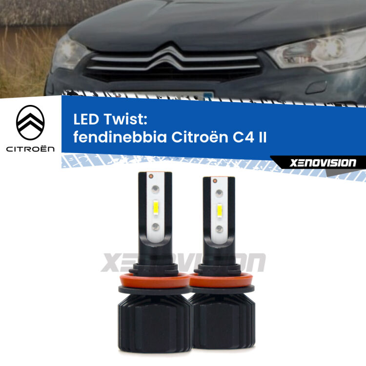 0 Fendinebbia LED Citroën C4 II 2009 - 2016: Twist 11,000Lm <strong>Kit fendinebbia LED</strong> per <strong>Citroën C4</strong> II 2009 - 2016. Compatte, impermeabili, senza ventola: praticamente indistruttibili. Top Quality.