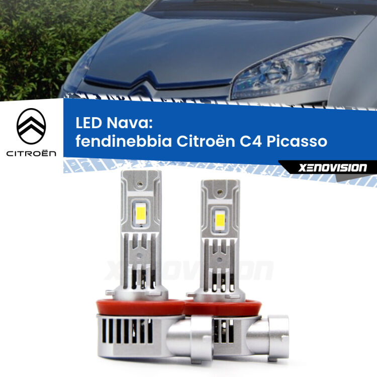 0 Fendinebbia LED Citroën C4 Picasso 2006 - 2013: Nava 20,000Lm <strong>Fendinebbia LED no-spie per Citroën C4 Picasso</strong> 2006 - 2013. Coppia lampade <strong>H11</strong>/H9/H8/H16(JP) modello Nava canbus, raffreddate a ventola.