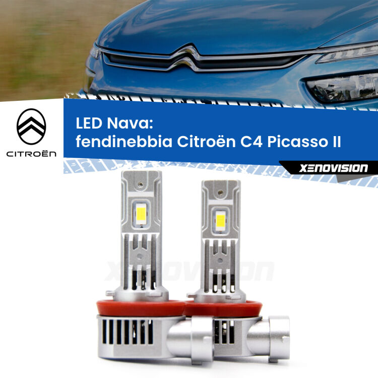 Fendinebbia LED Citroën C4 Picasso II 2013 in poi: Nava 20,000Lm <strong>Fendinebbia LED no-spie per Citroën C4 Picasso</strong> II 2013 in poi. Coppia lampade <strong>H11</strong>/H9/H8/H16(JP) modello Nava canbus, raffreddate a ventola.