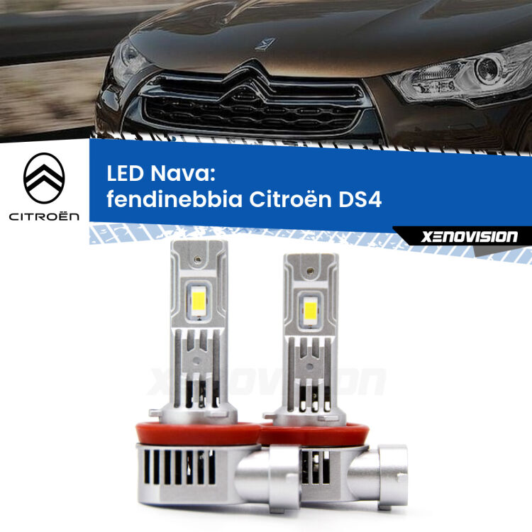 Fendinebbia LED Citroën DS4  2011 - 2015: Nava 20,000Lm <strong>Fendinebbia LED no-spie per Citroën DS4</strong>  2011 - 2015. Coppia lampade <strong>H11</strong>/H9/H8/H16(JP) modello Nava canbus, raffreddate a ventola.