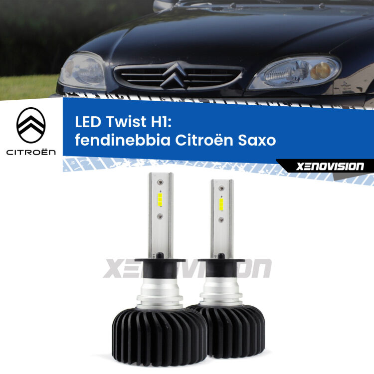 Fendinebbia LED Citroën Saxo  1996 - 2004: H1 11,000Lm <strong>Kit fendinebbia LED</strong> H1 per <strong>Citroën Saxo</strong>  1996 - 2004. Compatte, impermeabili, senza ventola: praticamente indistruttibili. Top Quality.