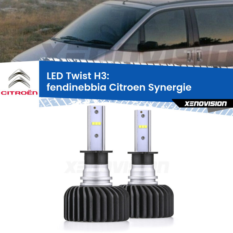 <strong>Kit fendinebbia LED</strong> H3 per <strong>Citroen Synergie</strong>  1994 - 2002. Compatte, impermeabili, senza ventola: praticamente indistruttibili. Top Quality.