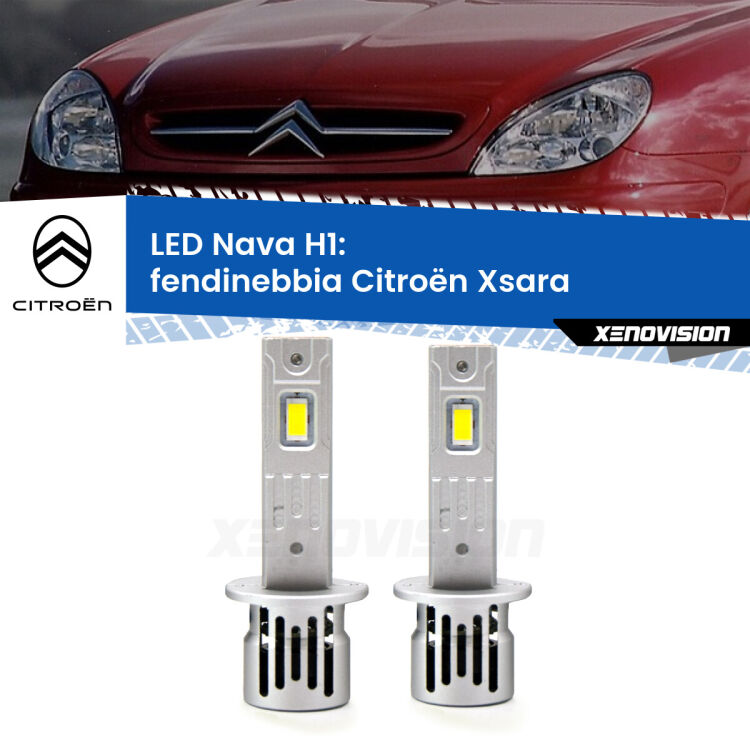 0 Fendinebbia LED Citroën Xsara 1997 - 2003: H1 Nava <strong>Fendinebbia LED no-spie per Citroën Xsara</strong> 1997 - 2003. Coppia lampade <strong> H1</strong> modello Nava canbus, raffreddate a ventola.