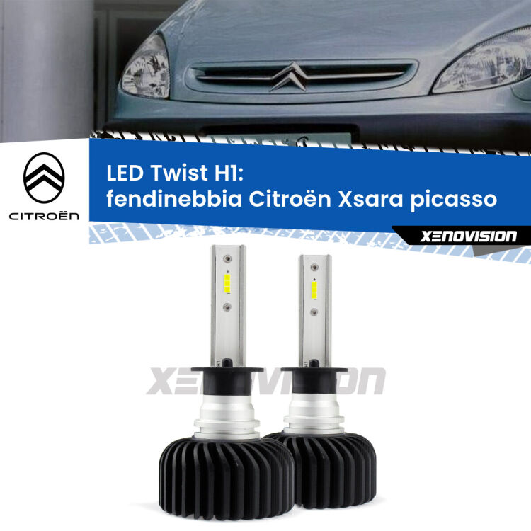 Fendinebbia LED Citroën Xsara picasso prima serie: H1 11,000Lm <strong>Kit fendinebbia LED</strong> H1 per <strong>Citroën Xsara picasso</strong> prima serie. Compatte, impermeabili, senza ventola: praticamente indistruttibili. Top Quality.