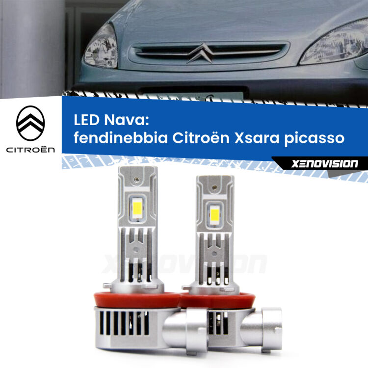 0 Fendinebbia LED Citroën Xsara picasso restyling: Nava 20,000Lm <strong>Fendinebbia LED no-spie per Citroën Xsara picasso</strong> restyling. Coppia lampade <strong>H11</strong>/H9/H8/H16(JP) modello Nava canbus, raffreddate a ventola.