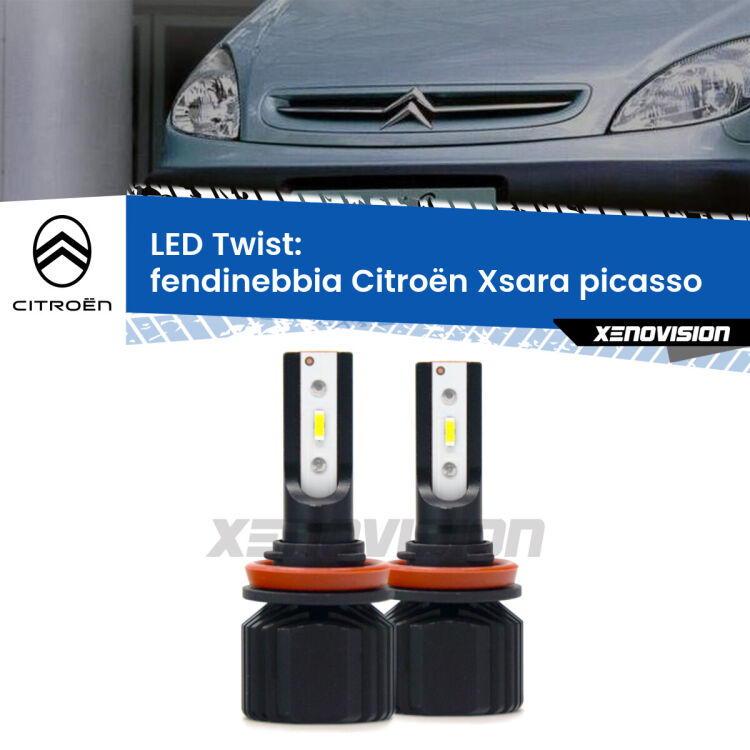 Fendinebbia LED Citroën Xsara picasso restyling: Twist 11,000Lm <strong>Kit fendinebbia LED</strong> per <strong>Citroën Xsara picasso</strong> restyling. Compatte, impermeabili, senza ventola: praticamente indistruttibili. Top Quality.