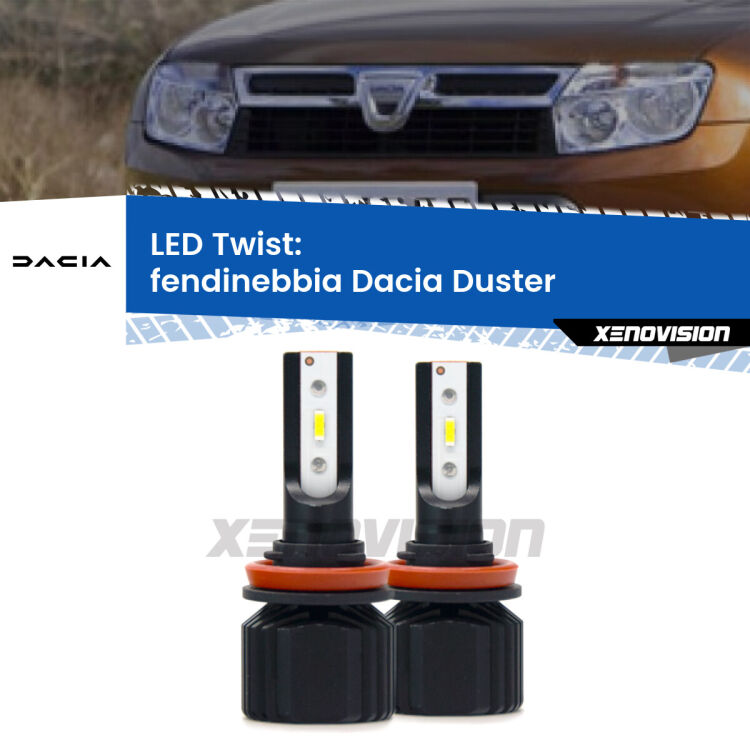 Fendinebbia LED Dacia Duster 2013 - 2016: Twist 11,000Lm <strong>Kit fendinebbia LED</strong> per <strong>Dacia Duster</strong> 2013 - 2016. Compatte, impermeabili, senza ventola: praticamente indistruttibili. Top Quality.