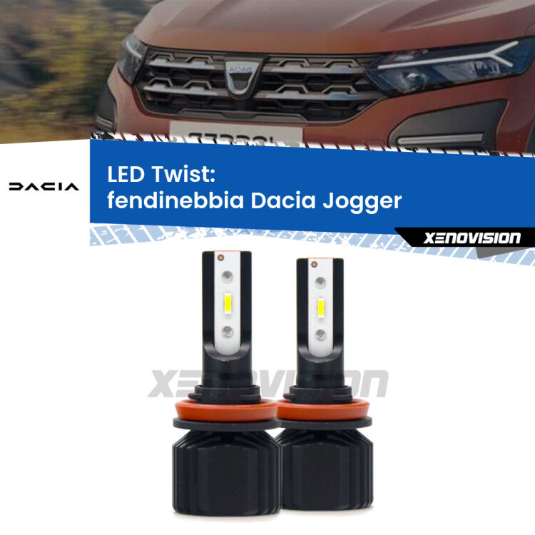 Fendinebbia LED Dacia Jogger 2021 in poi: Twist 11,000Lm <strong>Kit fendinebbia LED</strong> per <strong>Dacia Jogger</strong> 2021 in poi. Compatte, impermeabili, senza ventola: praticamente indistruttibili. Top Quality.