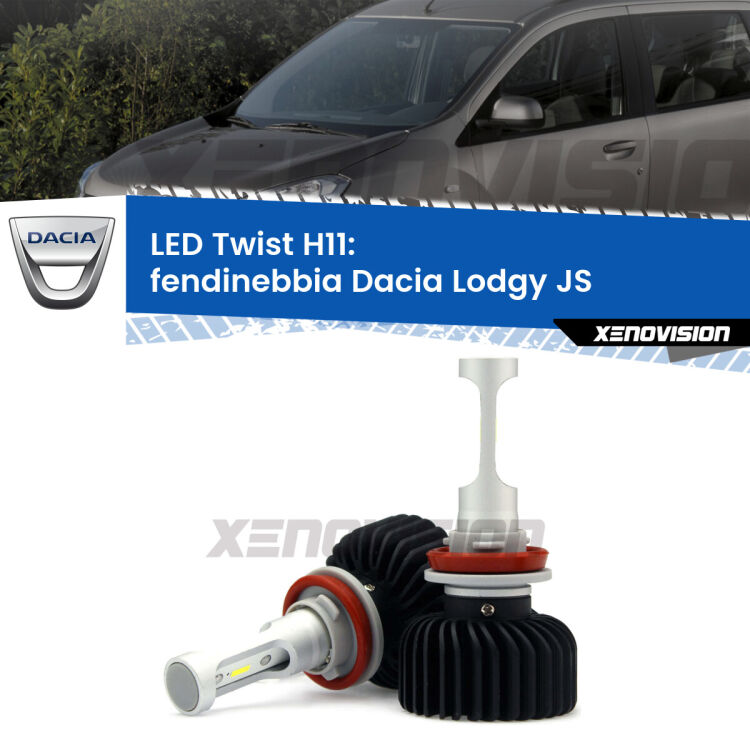 <strong>Kit fendinebbia LED</strong> H11 per <strong>Dacia Lodgy</strong> JS 2012 in poi. Compatte, impermeabili, senza ventola: praticamente indistruttibili. Top Quality.