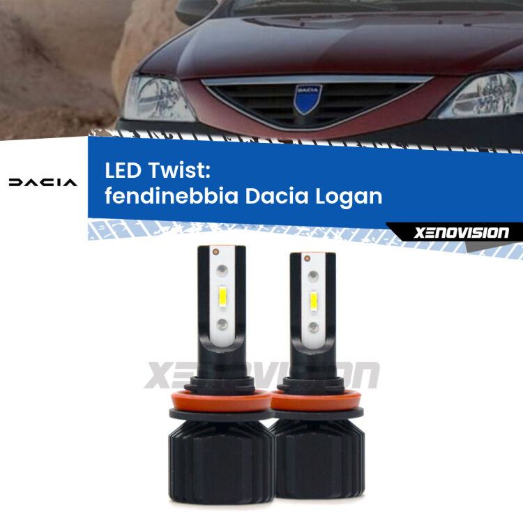 Fendinebbia LED Dacia Logan 2004 - 2009: Twist 11,000Lm <strong>Kit fendinebbia LED</strong> per <strong>Dacia Logan</strong> 2004 - 2009. Compatte, impermeabili, senza ventola: praticamente indistruttibili. Top Quality.