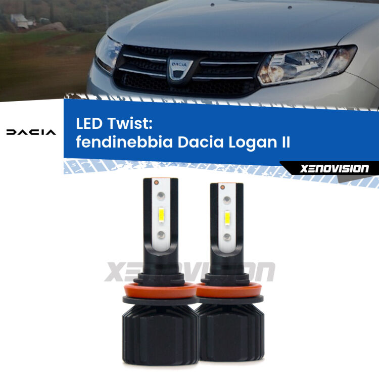 Fendinebbia LED Dacia Logan II 2012 in poi: Twist 11,000Lm <strong>Kit fendinebbia LED</strong> per <strong>Dacia Logan</strong> II 2012 in poi. Compatte, impermeabili, senza ventola: praticamente indistruttibili. Top Quality.