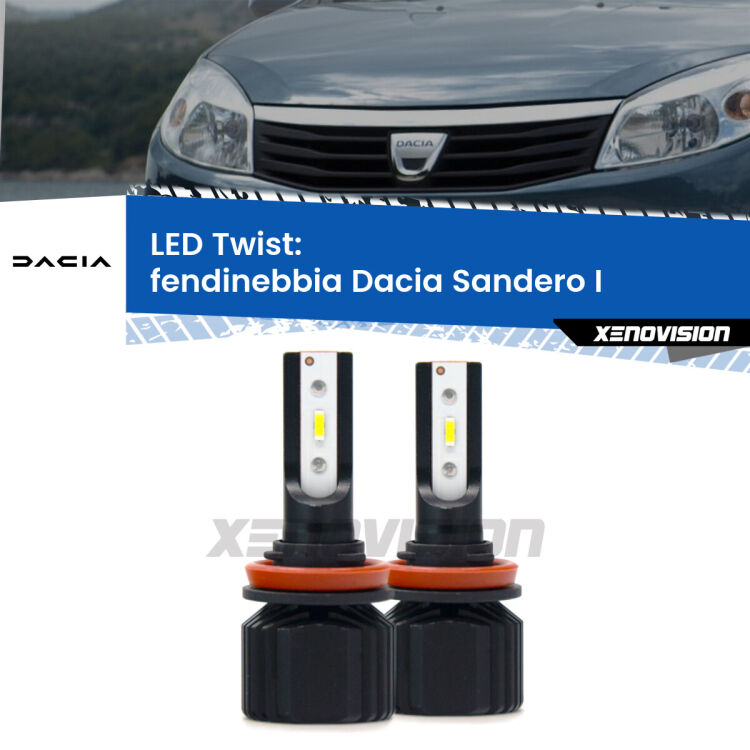 Fendinebbia LED Dacia Sandero I 2008 - 2012: Twist 11,000Lm <strong>Kit fendinebbia LED</strong> per <strong>Dacia Sandero I</strong> 2008 - 2012. Compatte, impermeabili, senza ventola: praticamente indistruttibili. Top Quality.