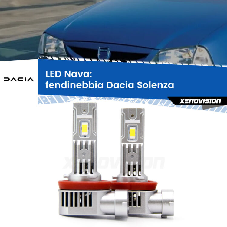 Fendinebbia LED Dacia Solenza  2003 in poi: Nava 20,000Lm <strong>Fendinebbia LED no-spie per Dacia Solenza</strong>  2003 in poi. Coppia lampade <strong>H11</strong>/H9/H8/H16(JP) modello Nava canbus, raffreddate a ventola.