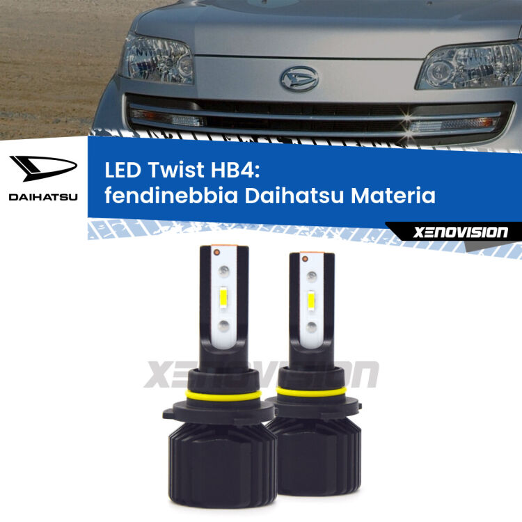 Fendinebbia LED Daihatsu Materia 2006 in poi: HB4 11,000Lm <strong>Kit fendinebbia LED</strong> HB4 per <strong>Daihatsu Materia</strong> 2006 in poi. Compatte, impermeabili, senza ventola: praticamente indistruttibili. Top Quality.