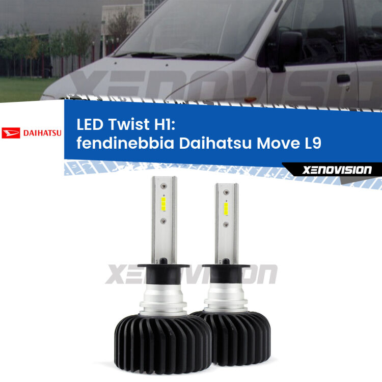 <strong>Kit fendinebbia LED</strong> H1 per <strong>Daihatsu Move</strong> L9 1997 - 2002. Compatte, impermeabili, senza ventola: praticamente indistruttibili. Top Quality.