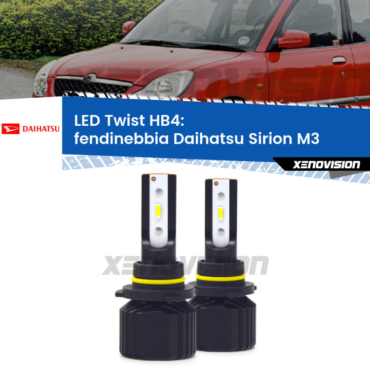 <strong>Kit fendinebbia LED</strong> HB4 per <strong>Daihatsu Sirion</strong> M3 2005 - 2008. Compatte, impermeabili, senza ventola: praticamente indistruttibili. Top Quality.