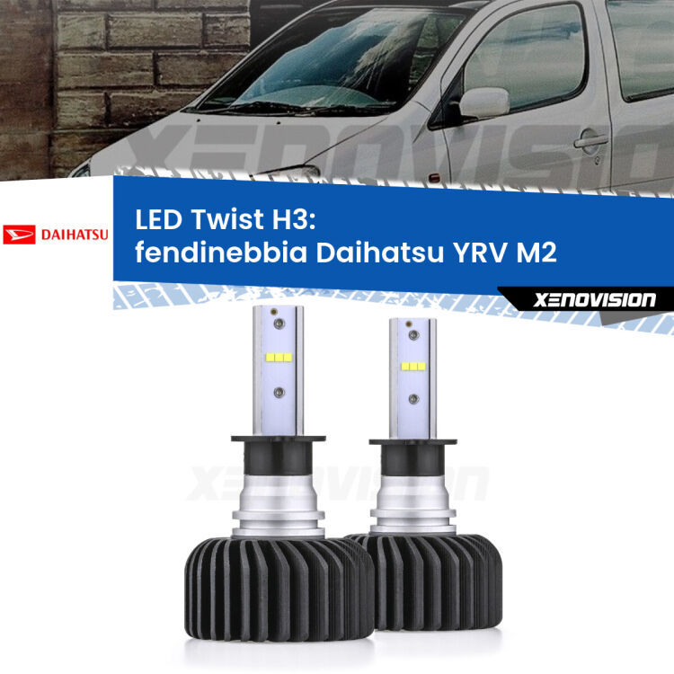 <strong>Kit fendinebbia LED</strong> H3 per <strong>Daihatsu YRV</strong> M2 2000 - 2005. Compatte, impermeabili, senza ventola: praticamente indistruttibili. Top Quality.