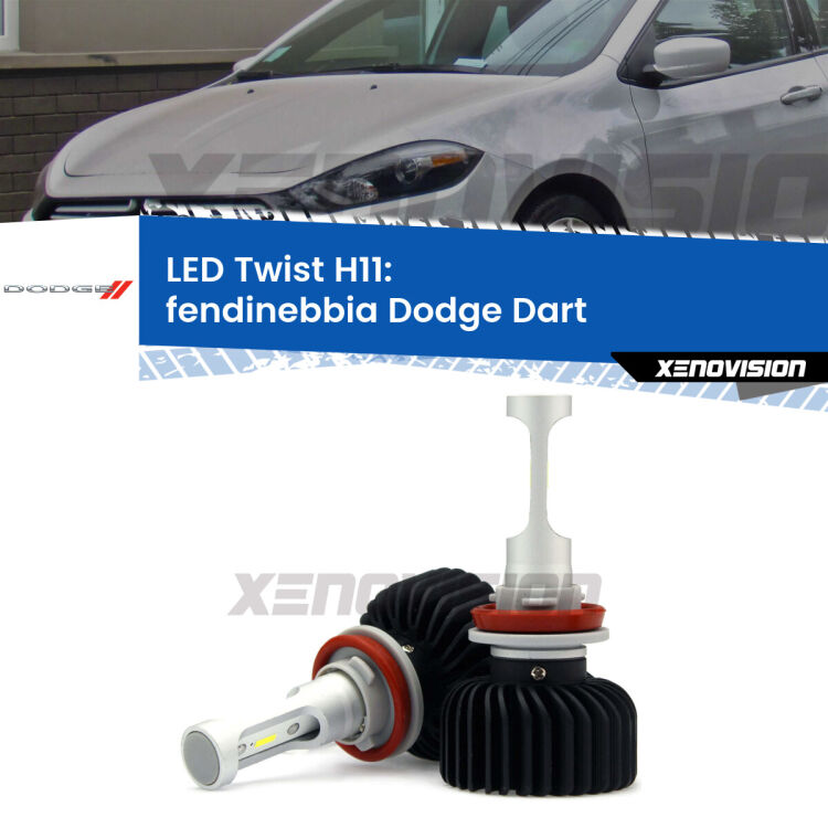 <strong>Kit fendinebbia LED</strong> H11 per <strong>Dodge Dart</strong>  2012 in poi. Compatte, impermeabili, senza ventola: praticamente indistruttibili. Top Quality.