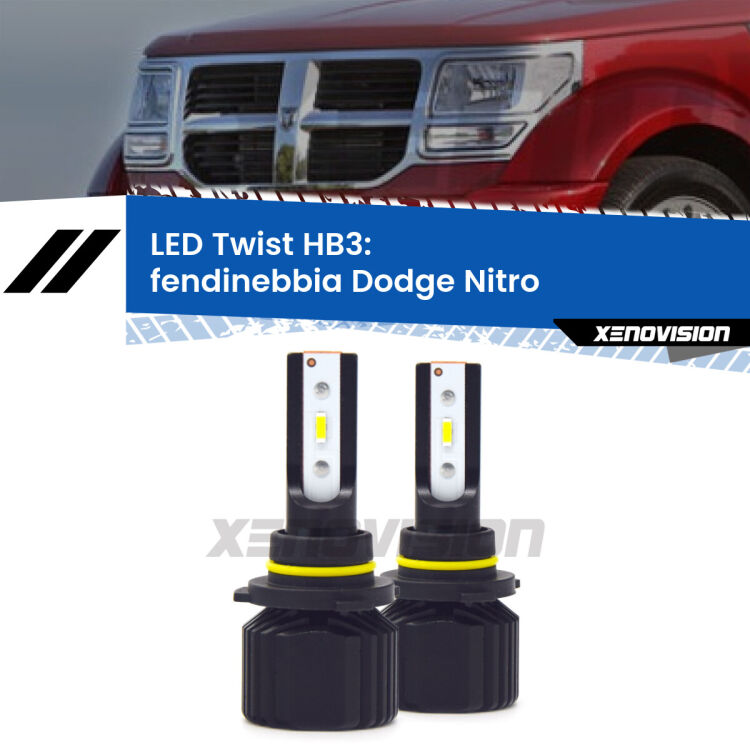 Fendinebbia LED Dodge Nitro  2006 - 2012: HB3 11,000Lm <strong>Kit fendinebbia LED</strong> HB3 per <strong>Dodge Nitro</strong>  2006 - 2012. Compatte, impermeabili, senza ventola: praticamente indistruttibili. Top Quality.