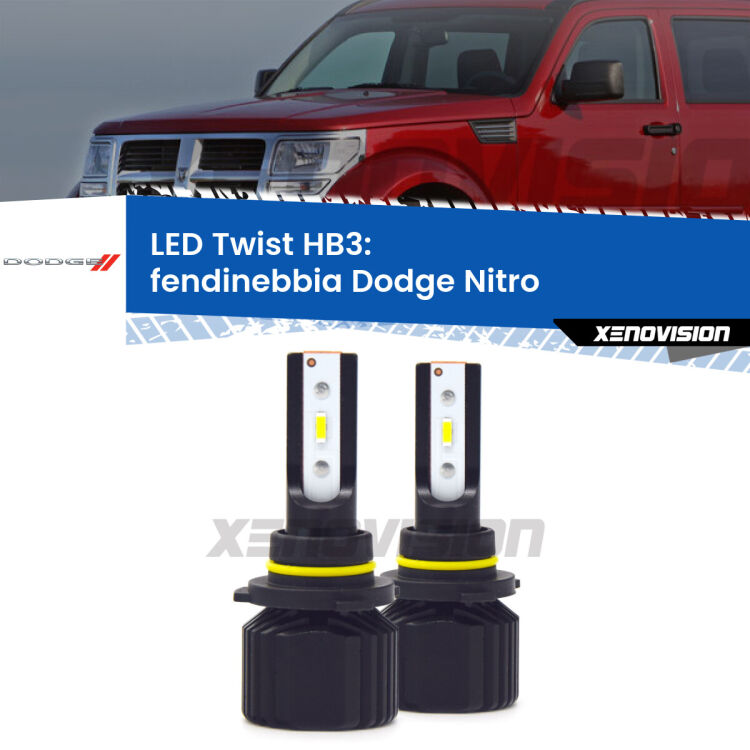 <strong>Kit fendinebbia LED</strong> HB3 per <strong>Dodge Nitro</strong>  2006 - 2012. Compatte, impermeabili, senza ventola: praticamente indistruttibili. Top Quality.