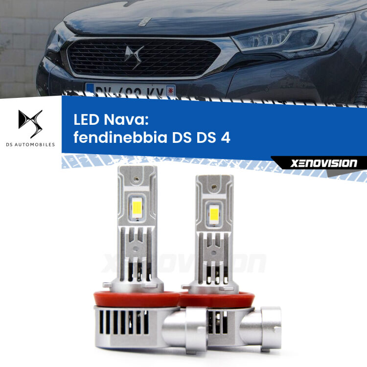 0 Fendinebbia LED DS DS 4 2015 in poi: Nava 20,000Lm <strong>Fendinebbia LED no-spie per DS DS 4</strong> 2015 in poi. Coppia lampade <strong>H11</strong>/H9/H8/H16(JP) modello Nava canbus, raffreddate a ventola.