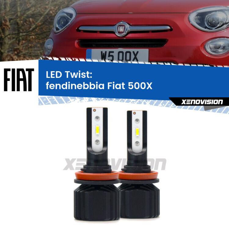 Fendinebbia LED Fiat 500X  2014 in poi: Twist 11,000Lm <strong>Kit fendinebbia LED</strong> per <strong>Fiat 500X</strong>  2014 in poi. Compatte, impermeabili, senza ventola: praticamente indistruttibili. Top Quality.
