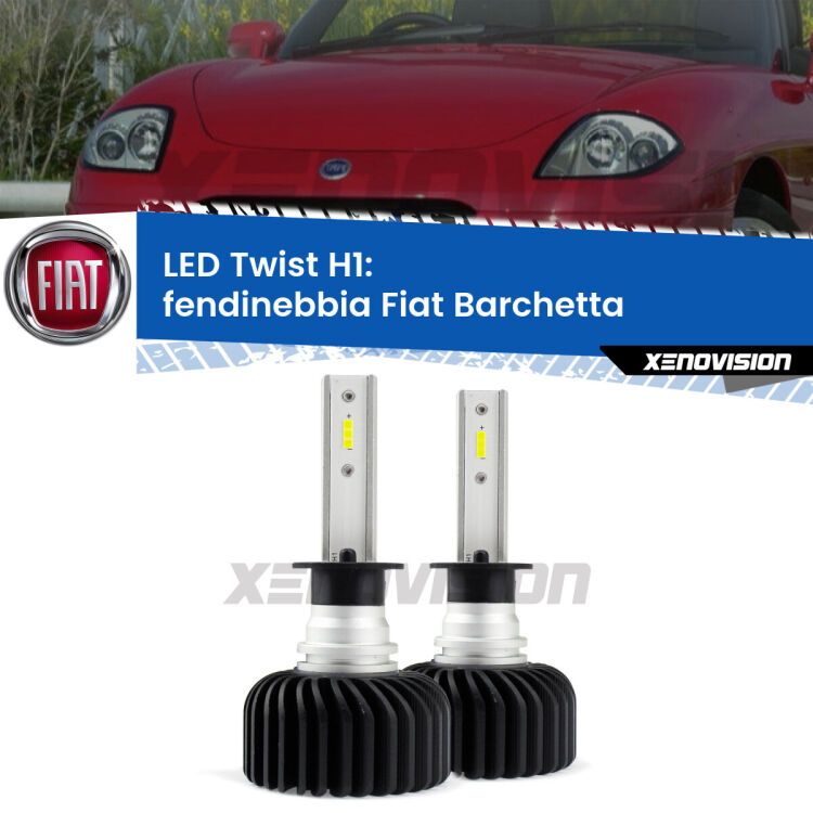 <strong>Kit fendinebbia LED</strong> H1 per <strong>Fiat Barchetta</strong>  1995 - 2005. Compatte, impermeabili, senza ventola: praticamente indistruttibili. Top Quality.