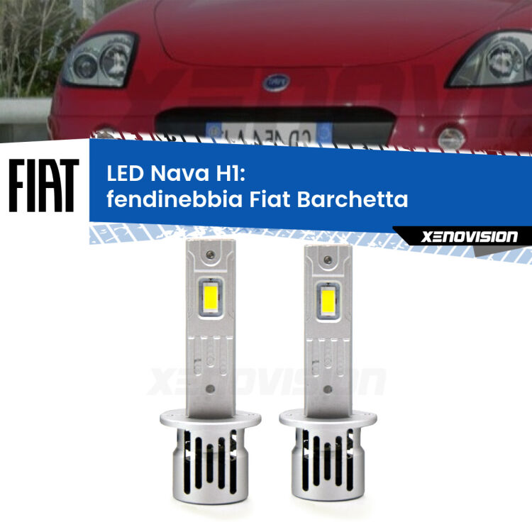 Fendinebbia LED Fiat Barchetta  1995 - 2005: H1 Nava <strong>Fendinebbia LED no-spie per Fiat Barchetta</strong>  1995 - 2005. Coppia lampade <strong> H1</strong> modello Nava canbus, raffreddate a ventola.